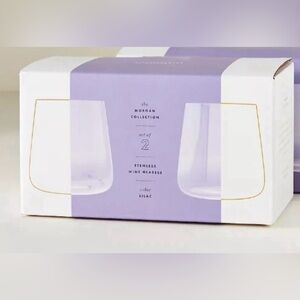 Anthropologie Morgan Stemless Wine Glasses Lilac - New in Box.